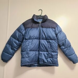 Vintage Steve & Barry's Double Down Jacket Puffer Hooded Blue Coat Size Mens Med